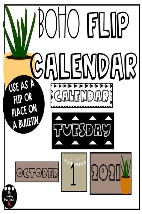 Make your morning or afternoon circle time a breeze with this Boho Flip Calendar. Use these calendar labels as a flip calendar with binder rings OR simply display them on a dry erase or bulletin board. Includes days of the week, numbers, years, and months. School Calendar Bulletin Board, Flip Calendar Classroom, Calendar Classroom, Calendar Bulletin Boards, Boho Classroom Decor, Center Rotations, Flip Calendar, Boho Classroom, Clip Chart