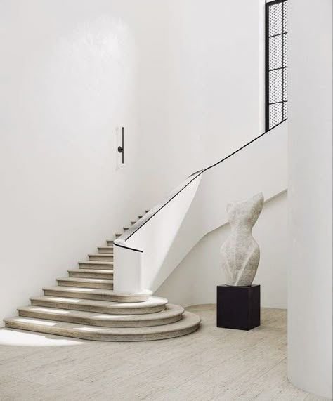 Conrad Architects, Stone Staircase, White Staircase, Staircase Designs, Open Staircase, Stairway Design, Dubai Real Estate, The World Of Interiors, Cheap Houses