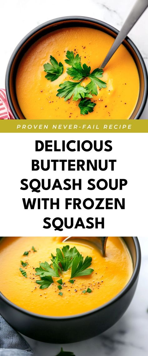 Image for Delicious Butternut Squash Soup with Frozen Squash Frozen Cubed Butternut Squash Recipes, Butternut Squash Soup From Frozen Squash, Recipes With Frozen Butternut Squash, Frozen Butternut Squash Soup, Frozen Butternut Squash Recipes, Quick Butternut Squash, Frozen Squash, Freezing Squash, Mashed Butternut Squash