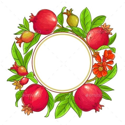 Pomegranate Branches Vector Frame Pomegranate Vector, Pomegranate Ceramic, Sugar Flowers Cake, Branch Vector, Vector Frame, Flowers Cake, Bookmark Craft, Sugar Flowers, Clay Ceramics