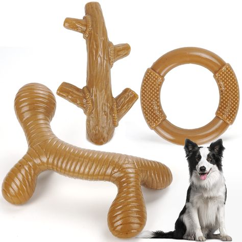 PRICES MAY VARY. Tough and long-lasting - Are you still looking for good value and indestructible dog toys? Come and Get this 3 pack tough dog toys. Not only will you find tough dog toys for your dog, but your dog will also find them even more fun Indestructible dog toys for aggressive chewers - These three pack dog toys for large dogs are all made of food-grade nylon, which are tougher than real bones and withstands the strong chewing of a dog. No longer have to worry about super chewer dog toy Dog Toys Indestructable, Tough Dog Toys, Real Bones, Flavored Bacon, Dog Chew, Dog Chew Toys, Pet Training, Small Dog Breeds, Chew Toy