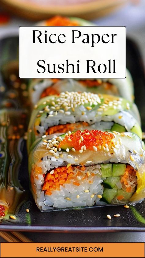 Rice Paper Sushi Roll – Easy Kitchen Guide Rice Paper Sushi Rolls, Rice Paper Sushi, Smoked Salmon Sushi, Paper Sushi, Traditional Sushi, How To Reheat Rice, Seaweed Wrap, Rice Paper Wrappers, Sushi Platter