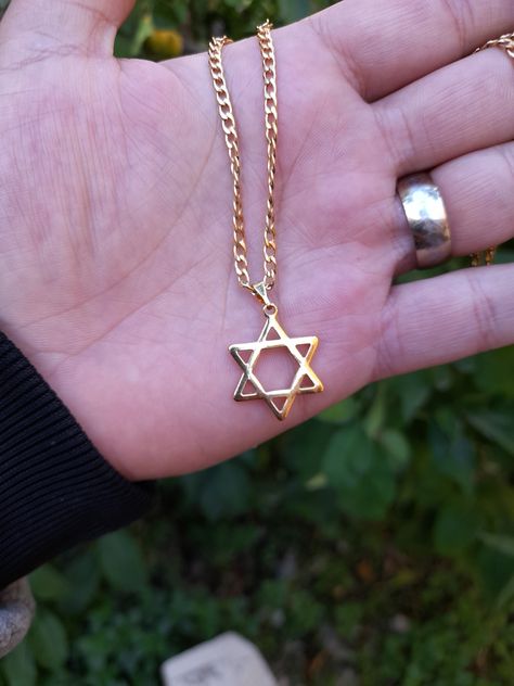 Gold Pendants For Men, Jewish Star Necklace, Jewish Necklace, Spiritual Necklace, Judaica Jewelry, Jewish Star, Good Luck Bracelet, Necklace Star, Star Necklace Gold