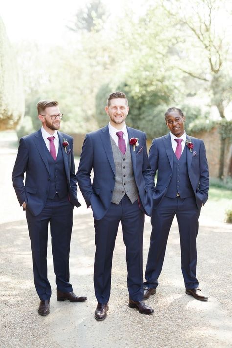 Dark Navy Blue Wedding Suit, Groom Stand Out From Groomsmen, Dark Navy Wedding Suit, Navy Suit Purple Tie, Blue Suit Purple Tie, Navy Blue Mens Suits Wedding, Navy Blue Tuxedo Wedding, Dark Blue Groom Suit, Dark Blue Wedding Suit