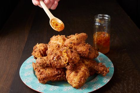 Spicy Mexican Southern Fried Chicken - Pati Jinich Patis Mexican Table, Pati Jinich, Fried Chicken Recipe Southern, Tomato Salsa Recipe, Mexican Table, Recipes Authentic, Buttermilk Chicken, Bbc Food, Southern Fried Chicken