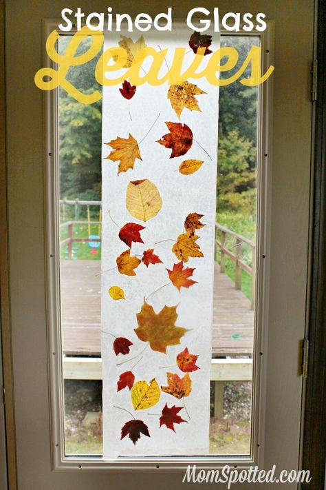 Stained Glass from Wax Paper Leaves {Easy Autumn Craft Tutorial} #FunCraftsWithMom #KidsCraft #Fall #Leaves momspotted.com Wax Paper Leaves, Wax Paper Crafts, Autumn Leaves Craft, Autumn Craft, Easy Fall Crafts, Paper Leaves, Leaf Crafts, Fall Crafts For Kids, Autumn Crafts