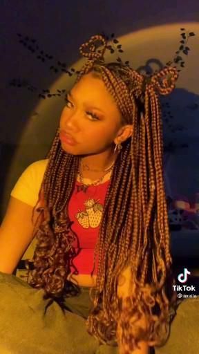 Valentines Day Hairstyles Box Braids, Y2k Braids, Cute Box Braids, Cute Braided Hairstyles, Braids Hairstyles Pictures, Cute Box Braids Hairstyles, Protective Hairstyles Braids, Pretty Braided Hairstyles, Girls Hairstyles Braids