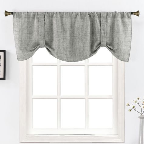 PRICES MAY VARY. PACKAGE & SIZE: 1 piece Home Queen solid tier window valance for the kitchen window, narrow window etc. Size 54 inch width x 20 inch length. The curtain valance rod pocket measures 3 inches fits most straight rods (Diameter less than 1.5'') in the market, convenient for installation and disassemble, easy for both young and old MATERIAL: Engineered from faux Linen, high-quality polyester there's no necessary for you to worry about the air in the room when you close the window sle Kitchen Sink Window Treatments, Bathroom Valance, Bedroom Valances, Window Valence, Narrow Window, Tie Up Valance, Tie Up Curtains, Window Toppers, Bathroom Window Treatments