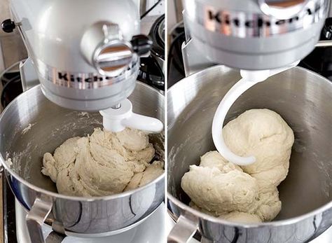 Pizza Dough Recipe - Swirled dough in an awesome KitchenAid mixer Stand Mixer Bread, Easy Pizza Dough Recipe, Stand Mixer Recipes, Kitchen Aid Recipes, Pizza Dough Recipe Easy, Mixer Recipes, Easy Pizza Dough, Almond Croissant, Pizza And Beer