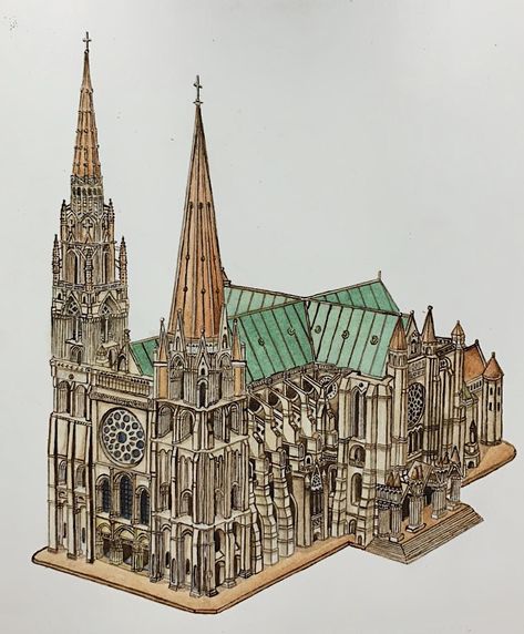 Golden Ratio Architecture, Gothic Architecture Drawing, Gothic Interior Design, Chartres Cathedral, Interior Design History, Gothic Interior, Architecture Life, Building Drawing, Cathedral Architecture