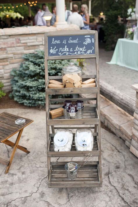 Smore Wedding Station, Smores Display Wedding, Crisp Station Wedding, S'mores Wedding Station, Smores Cart Wedding, S’more Station, S’mores Stand Wedding, Smore Station Wedding, Trailmix Bar Wedding