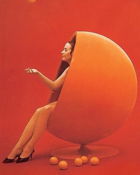 Ball Chair Eero Aarnio, 1960s Moodboard, 1960s Interior, Eero Aarnio, 70s Design, Ball Chair, Sleeves Ideas, Black Book, Record Sleeves