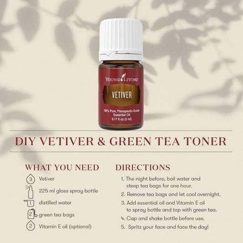 Young Living Essential Oils on Instagram: “Tone your face with Vetiver using this #YLTip! . . . #essentialoils #essentialoilswork #essentialoiltips #ylessentialoils #oilyfamily…” Vetiver Young Living, Instagram Tone, Green Tea Toner, Young Living Recipes, Vetiver Oil, Vetiver Essential Oil, Yl Oils, Shake Bottle, Yl Essential Oils