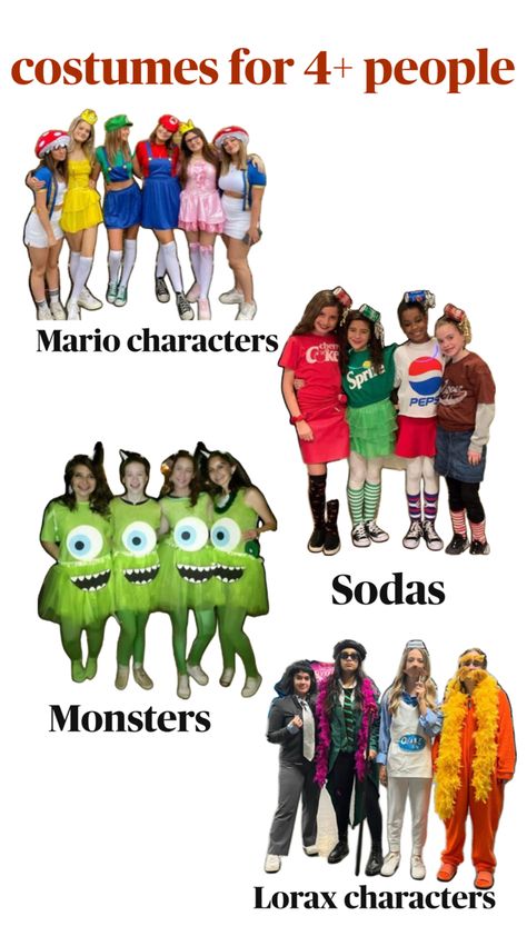 Costumes For 4 People, The Lorax, Lorax Costume, 4 People, Spirit Week, Mario Characters, Quick Saves