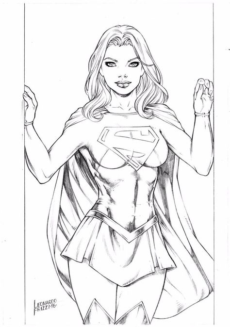 Supergirl Sketch, Supergirl Drawing, Comic Art Sketch, Superhero Coloring Pages, Drawing Pages, Superhero Coloring, Grayscale Image, Action Comics, Comic Book Artwork