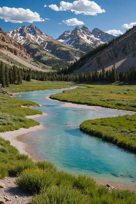 Natural Wonders: Soaking in Wyoming's Serene Hot Springs Life In The Mountains, Great Plains Aesthetic, Mt Reiner, Yellowstone Mountains, Yellowstone Landscape, Yellowstone Aesthetic, Jenny Lake Wyoming, Wyoming Aesthetic, Wyoming Scenery