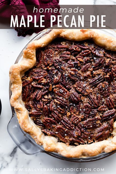 No Corn Syrup Pecan Pie Recipe, Pecan Pie Recipe No Corn Syrup, No Corn Syrup Pecan Pie, Maple Pecan Pie, Caramel Pecan Pie, Butter Pie Crust, Thanksgiving Pie Recipes, Baked Pie, Southern Pecan Pie