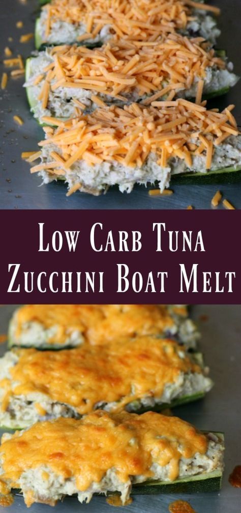 Low Carb Tuna Zucchini Boat Melt - Organize Yourself Skinny Baked Zucchini Boats, Tuna Zucchini, Zucchini Boat, Melt Recipe, Low Carb Casseroles, Boiled Egg Diet Plan, Low Carb Salad, Tuna Melts, Low Carb Zucchini