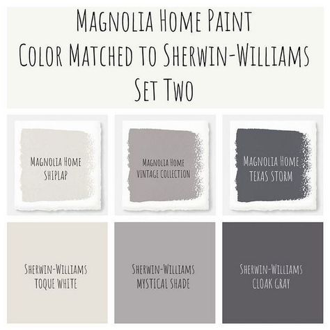 Farmhouse Bedroom Ideas Joanna Gaines, Magnolia Homes Paint Colors Matched, Magnolia Home Paint Colors, Magnolia Home Paint, Magnolia Paint Colors, Joanna Gaines Paint Colors, Farmhouse Paint Colors Interior, Farmhouse Exterior Colors, Joanna Gaines Paint