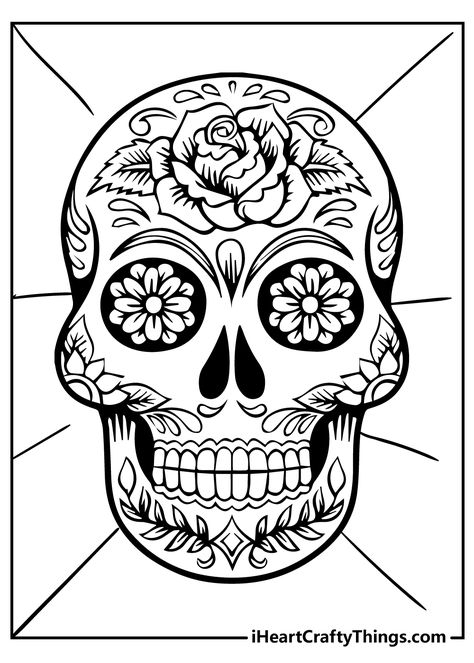 Skull Template, Skull Coloring, Halloween Logo, Art Printmaking, Skull Coloring Pages, Skull Decal, Mexican Sugar Skull, Sugar Skull Design, Skulls Drawing