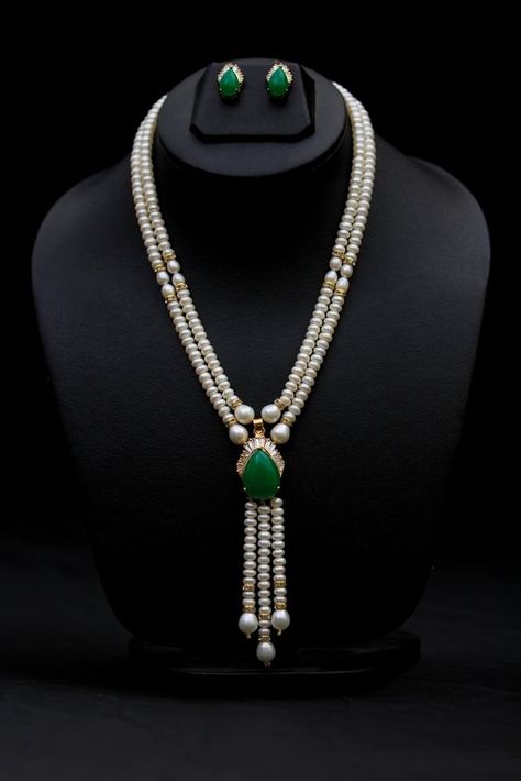 Charminar Pearls Store - Pearl Jewelry – Go Green In Style    (Check Category - Pearl Sets) - $180.00 @  http://store.charminarpearls.com/?a=079 Pearls Mala Jewellery Designs, Pearl Sets Jewellery Indian Gold, Pearl Sets Jewellery, Pearl Sets Jewellery Indian, Pearl Jewelry Design Simple, Pearls Jewelry Indian, Moti Set, Jadau Set, Classic Diamond Earrings