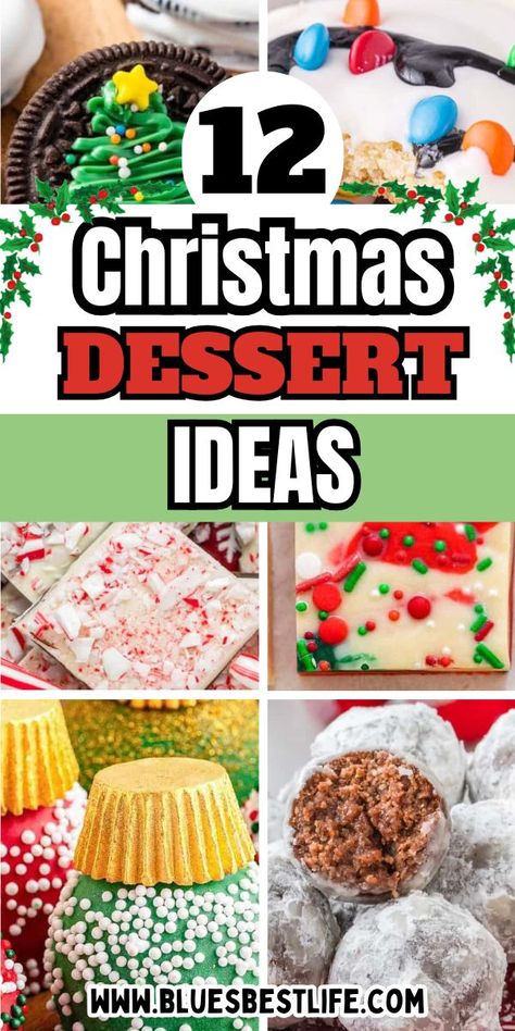 A collection of Christmas desserts from cake to no bake treats. Christmas Dessert Ideas For Party, Treats For A Crowd, Dessert Ideas For Party, Chocolate Peppermint Bark Recipe, Easy Christmas Dessert Recipes, Christmas Dessert Platter, Oreo Balls Christmas, Christmas Lasagna, Italian Christmas Desserts