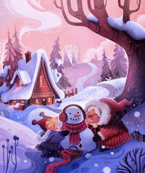 Snow Illustration, Christmas Books For Kids, Winter Illustration, Forest Illustration, Build A Snowman, Whimsical Illustration, Cyberpunk Art, Winter Art, Sketchbook Inspiration