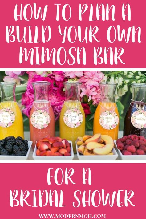 Cheap Mimosa Bar, Best Juices For Mimosa Bar, Mocktail Mimosa Bar, Fruit For Mimosa Bar, Fruit Bridal Shower Ideas, Mimosas Bar Ideas, Mimosa Bar Bridal Shower Ideas, Bridal Shower Beverages, Mimisa Bar