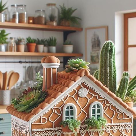 Cyril Sontillano on Instagram: "You guys loved the monstera-themed gingerbread houses so I thought why not make it prickly? Like “What in the Arizona Christmas happened here?” kinda vibes 🤭 I would use fondant to make the succulents and cacti or maybe even buttercream to make each succulent leaf too. Encanto but make it a prickly Christmas. Which one do you like most? #gingerbreadhouse #plantlover" Arizona Christmas, Gingerbread Houses, Christmas Decorating, Plant Lover, Gingerbread House, Butter Cream, Succulent, Fondant, Gingerbread