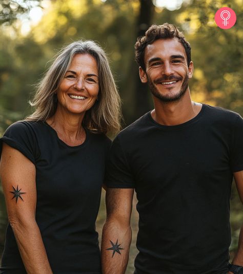 Get matching mother-son tattoos to make the ultimate gesture of love and honor your bond. From minimal to elaborate graphic art, find the best designs here. Mother Son Matching Tattoo Ideas, Mother And Son Tattoo Ideas Minimalist, Mom Sleeve Tattoo Ideas For Son, Tattoo Sohn Mutter, Matching Tattoos For Mother And Son, Matching Mother And Son Tattoos, Tattoos For Your Son Ideas Mom, Mom Tattoo For Men Mothers, Mother Son Tattoo Ideas Unique