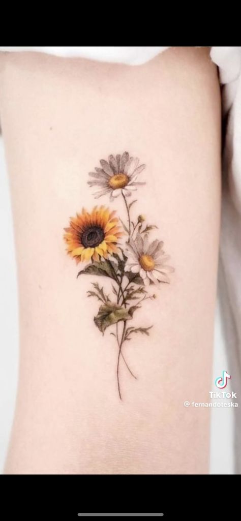 Dragonfly On Sunflower Tattoo, Sunflowers And Dragonflies Tattoo, Sunflowers And Bees Tattoo, Flowers Bees And Butterfly Tattoo, Bee Hummingbird, Bike Tattoos, Daisy Tattoo, Friendship Tattoos, Theme Tattoo