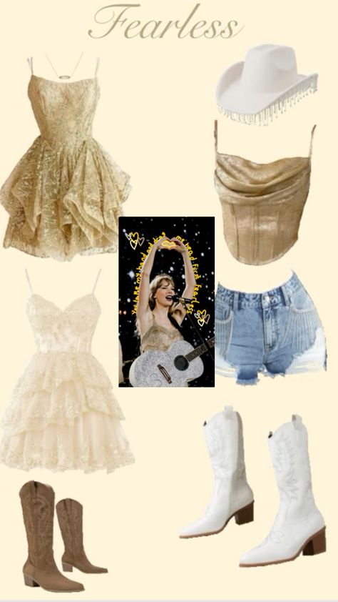 #taylerswift #fearless Taylor Swift Eras Tour Outfits Fearless, Fearless Outfit Ideas, Fearless Eras Tour Outfits, Eras Tour Outfits Fearless, Fearless Outfits, Eras Tour Outfits, Eras Outfits, Gymnastics Room, Swift Outfits