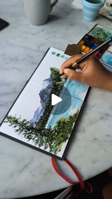 How To Paint Watercolor Mountains, Watercolor Mountains Tutorial, Easy Mountain Watercolor Tutorial, Gouache Mountain Painting, Watercolor Mountain Landscape Tutorial, Painting Mountains, Watercolor Mountains, Loose Watercolor, Mountain Paintings