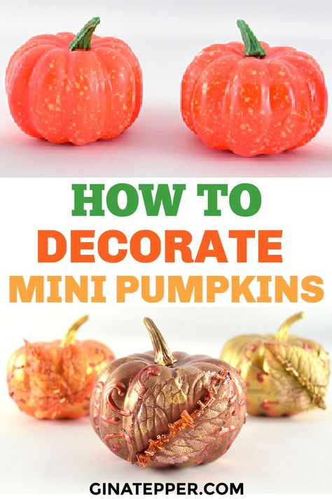 Mini Pumpkin Ideas, Mini Pumpkin Crafts, Decorate Mini Pumpkins, Mini Pumpkin Decorating Ideas, Mini Pumpkin Decorating, Plastic Pumpkins Crafts, Mini Pumpkins Decor, Easy Thanksgiving Decorations, Thanksgiving Place Setting