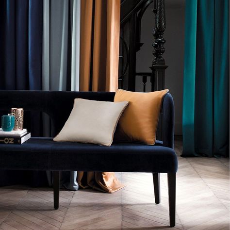 Liberated and rebellious, Louise Brooks, an actress from the 1920s with an assertive nature, inspires Casamance with this matte cotton satin. It's luxurious draping, double width, and audacious colors channel the spirit of an independent woman. @EditionCasamance #MichaelCleary #interiorinspo #fabric #textiles #luxurystyle #interiordesign Interiors Online, Modern Curtains, Trendy Bedroom, Velvet Curtains, Curtain Designs, Minimalist Home Decor, Made To Measure Curtains, Curtains Bedroom, Home Decor Trends