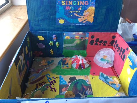 Book in a box project The Singing Mermaid Book In A Box Project, Box Project Ideas, Cereal Box Book Report, Creative Book Report, 3rd Grade Books, Book Report Projects, Airplane Crafts, Make A Book, Teacher Board