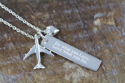 Pilot Jewelry, Aviation Jewelry, Books And Pens Photography, Plane Necklace, Heart Beat Ring, Airplane Necklace, Flight Attendant Life, Lanyard Necklace, Pilot Gifts