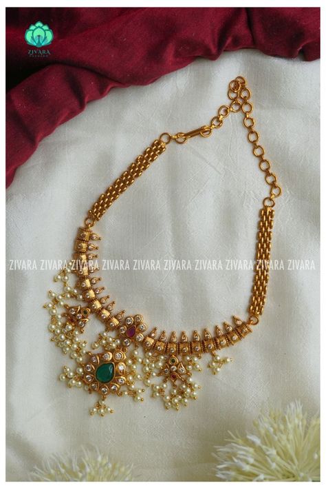 Gutta Pusalu Jewellery Simple, Gutta Pusalu Jewellery Gold Necklaces, Gutta Pusalu Jewellery, Pusalu Jewellery, Guttapusalu Haram, Matte Jewelry, Gutta Pusalu, Choker Designs, Girls Frock Design