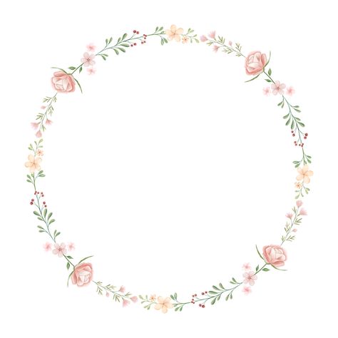 Floral Circle Border, Baptismal Invitation, Watercolor Floral Border, Watercolor Floral Wreath, Circle Borders, Best Graphic Design, Flower Graphic Design, Frame Floral, Floral Wreath Watercolor