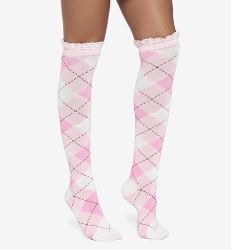 Coquette Thigh Highs, Kogal Gyaru Socks, Trendy Pink Knee-high Leg Warmers, Pink Tight Thigh-high Stockings, Pink Kogal Socks, Princess Charm School, Argyle Socks, Doll Closet, Over The Knee Socks