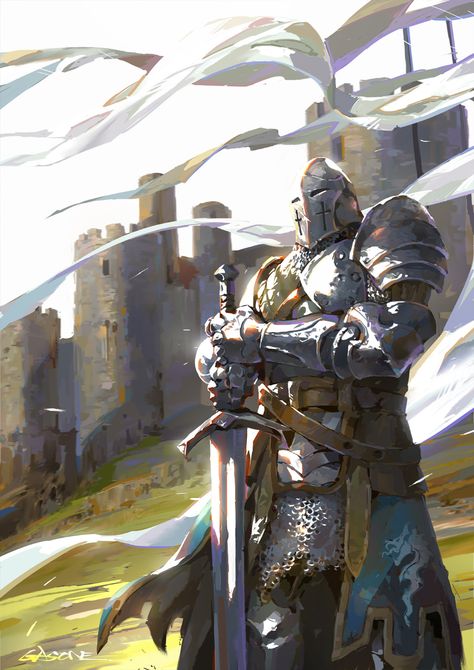 Heroic Fantasy, Armadura Medieval, For Honor, 다크 판타지, Knight Art, Knight Armor, Medieval Knight, 인물 드로잉, Arte Obscura