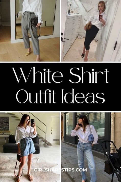 Discover the versatility of the white button-down shirt with our comprehensive guide featuring 50+ outfit ideas! Whether you're aiming for a sophisticated ensemble or a laid-back vibe, unleash your creativity and style. | oversized shirt outfit | button up shirt outfit | summer modest outfits | white shirt outfits | oversized white shirt outfit | white shirt and jeans outfit | modest outfits summer | summer outfits | spring outfits | effortlessly chic outfit | casual chic outfit | elevated casual outfit | elegant outfit | how to look expensive | wardrobe essentials | Versatile looks | Minimalist fashion | neutral outfit | Everyday wear | Office attire | corporate outfits | white button down shirt outfit work | white button down shirt outfit aesthetic | linen shirt outfit White Cotton Button Down Shirt Outfit, Outfits With White Button Up, How To Wear White Button Up Shirt, White Shirt Work Outfit, Button Down Shirt Outfit Aesthetic, Button Up White Shirt Outfit, White Button Up Shirt Outfit Work, Jeans Outfit Modest, White Dress Shirt Outfit Woman