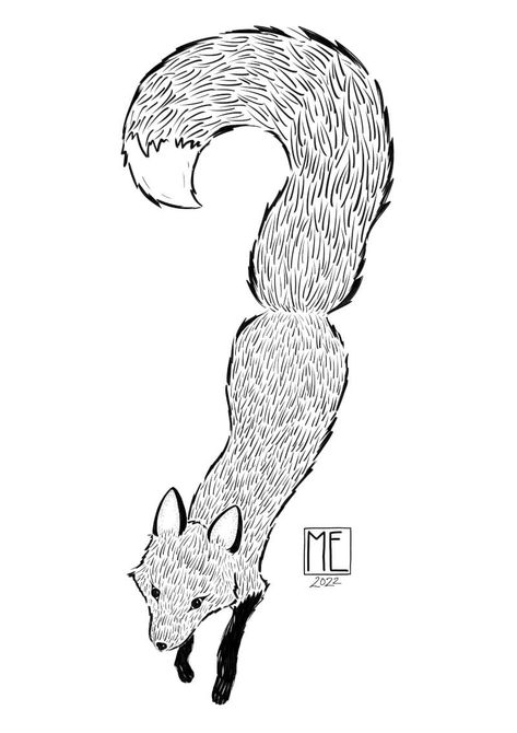 Fox Line Drawing, Fox Drawing Tattoo, Jumping Fox Tattoo, Fox Running Tattoo, Fox Tattoo Linework, Running Fox Drawing, Fox Ink Illustration, Fox Illustration Black And White, Fox Running