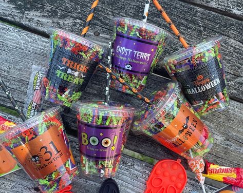 Halloween Classroom Favor Halloween Party Classroom Treats - Etsy Halloween Candy Cup Ideas, Student Halloween Treats, Halloween Party Classroom, Cheer Snacks, Student Treats, Candy Cups, Boo Baskets, School Giveaways, Cute Halloween Decorations