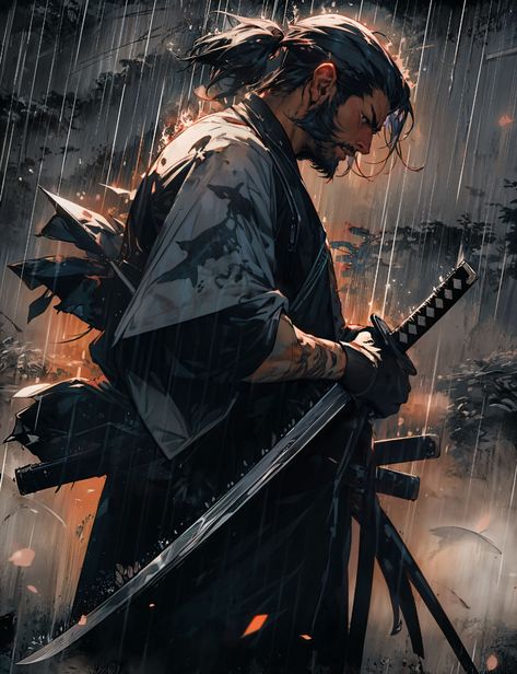 samurai in Rain AI generated Guerriero Samurai, Japanese Art Samurai, Tipografi 3d, Warrior Concept Art, Arte Ninja, Samurai Wallpaper, Samurai Anime, Samurai Artwork, Character Artist