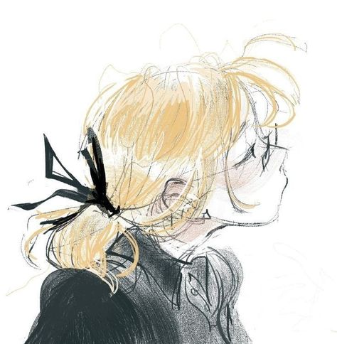 A Drawing, To Look, Blonde, Hair, Black