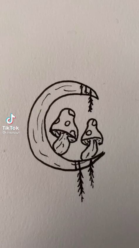 Indie Drawings Easy, Mushroom Tattoos Simple, Note Book Doodles, Lil Drawings, متحف فني, Hipster Drawings, Daily Doodle, Monster Crafts, Mushroom Drawing