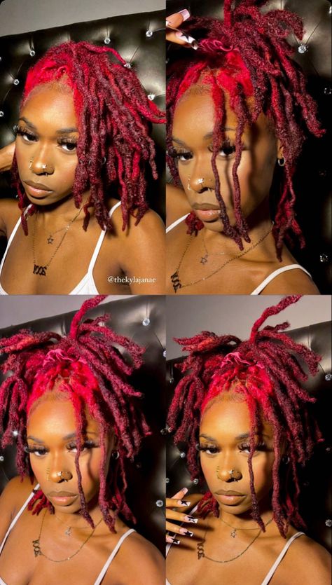 Kids Hair Dye Ideas, Starter Locs Black Women, Locs Black Women, Dyed Locs, Loc Goals, Earthy Girl, Dreads Styles For Women, Short Hair Twist Styles, Dread Styles