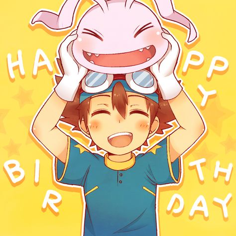 Tags: Fanart, Digimon Adventure, Yagami Taichi, Pixiv, Koromon, Fanart From Pixiv, Pixiv Id 3271809 Anime Happy Birthday, Digimon Seasons, Naruto Birthday, Digimon Digital Monsters, Digimon Adventure Tri, Birthday Meme, Digimon Adventure, Fictional Crushes, Anime Dragon Ball Super