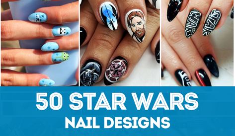 Bb8 Nails Art, Simple Star Wars Nail Designs, Star Wars Nail Art Easy, May The 4th Nails, Easy Star Wars Nails, Star Wars Nails Acrylic, Star Wars Nail Ideas, Starwars Nails Simple, Star Wars Nail Designs